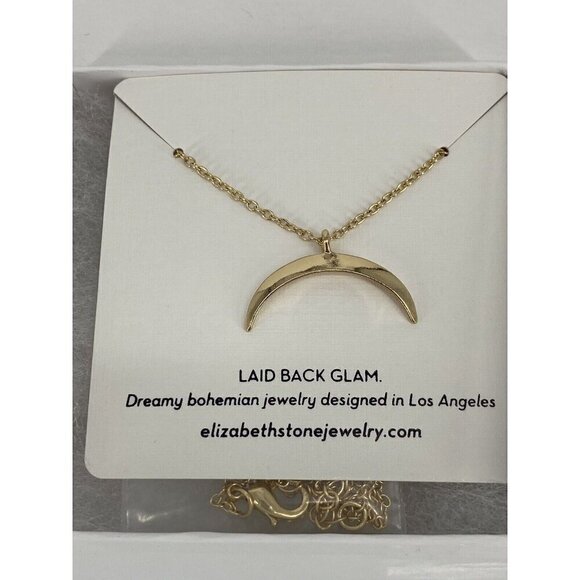Elizabeth Stone Crescent Moon Necklace. Gold Delicate Retails $78 - Picture 3 of 5